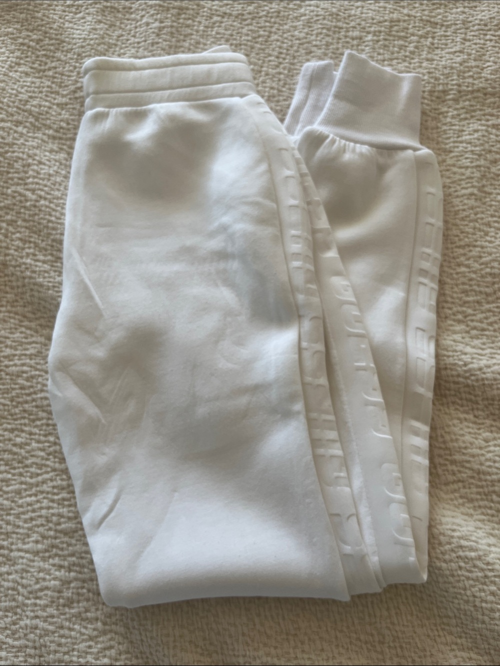 White Women’s Sweatpants - Minimal Rib Cuff Joggers